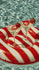 Refreshing Strawberries and Heart Ice Cocktails on Pool Float