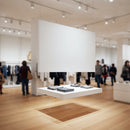 Modern retail space with floating display shelf