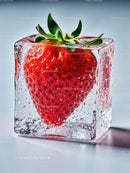 Fresh Strawberry Encased in Clear Ice Cube