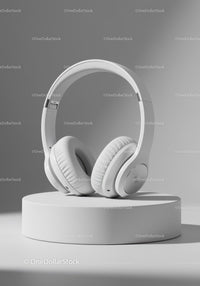 White Wireless Over-Ear Headphones on Display in Modern Scene