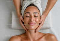 Relaxing Facial Massage with Woman Receiving Spa Treatment