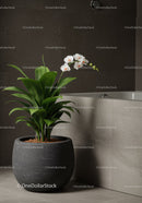 Elegant Indoor Orchid and Foliage in Modern Bathroom Decor