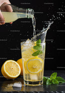 Refreshing Lemon Mint Sparkling Drink with Ice Splash
