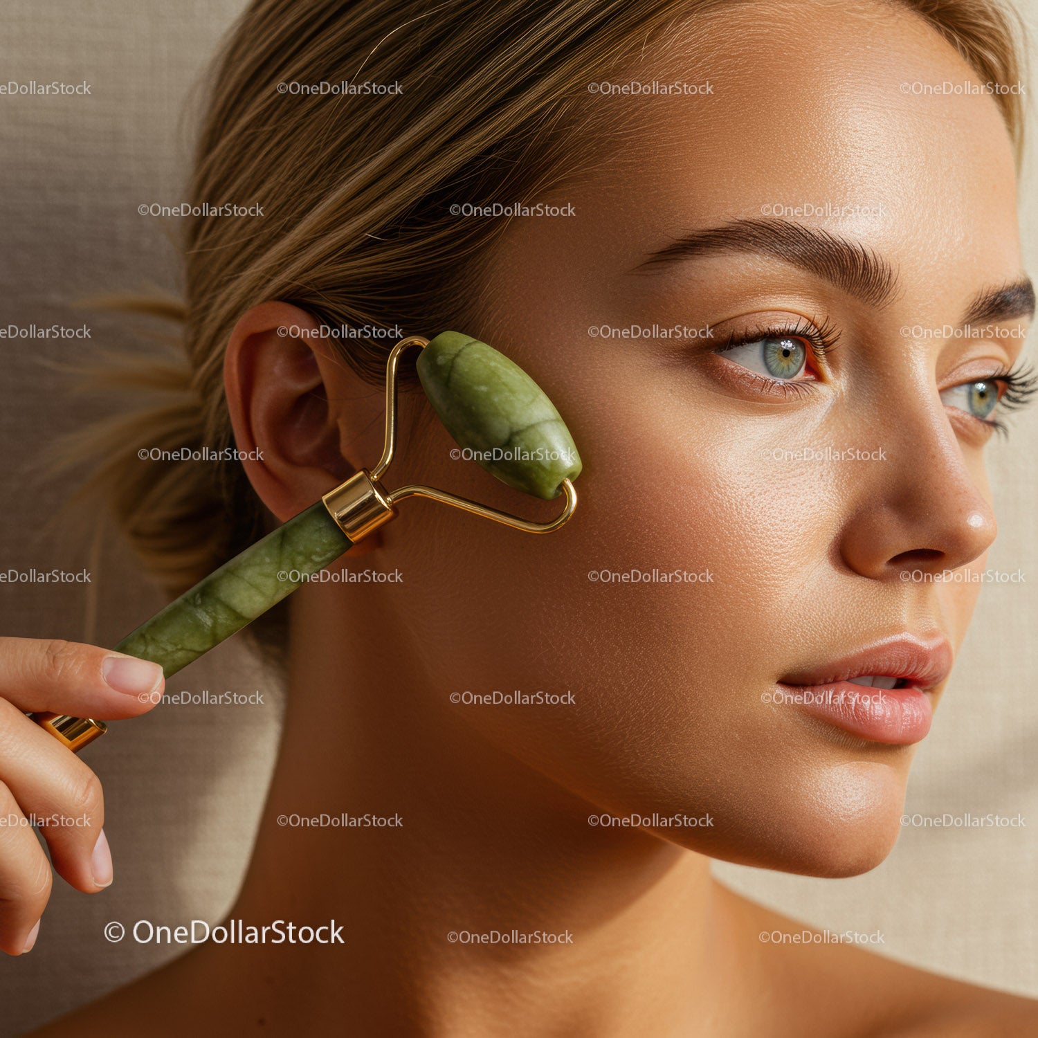 Healthy Skin with Jade Roller Facial Massage and Skincare Routine