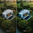Before and after Architecture Film Grain Lightroom preset edit