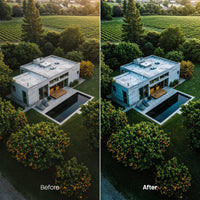 Before and after Architecture Film Grain Lightroom preset edit
