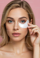 Close-up of a Woman Applying Eye Patches for Skincare Beauty