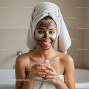 Woman with Facial Mask in Bathroom Enjoying Self-Care Ritual
