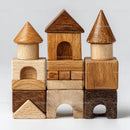 Set of Colorful Wooden Blocks and Shapes for Children's Play