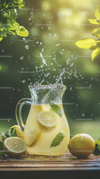 Cool Lemonade in Mason Jar with Fresh Lemons and Mint