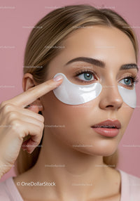 Woman with Eye Patches Doing Skincare Treatment in Beauty Salon