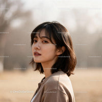 Contemplative young woman outdoors in soft natural light