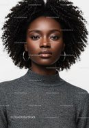 Close-Up of a Beautiful Woman with Curly Hair and Elegant Style