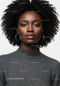 Close-Up of a Beautiful Woman with Curly Hair and Elegant Style