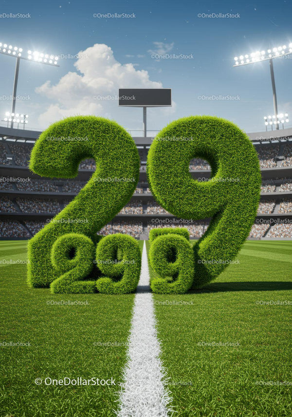 Green Grass Numbers Marking 29th Anniversary on Field