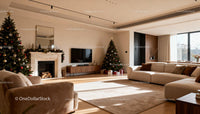 Modern Living Room Decorated for Warm Christmas Celebration