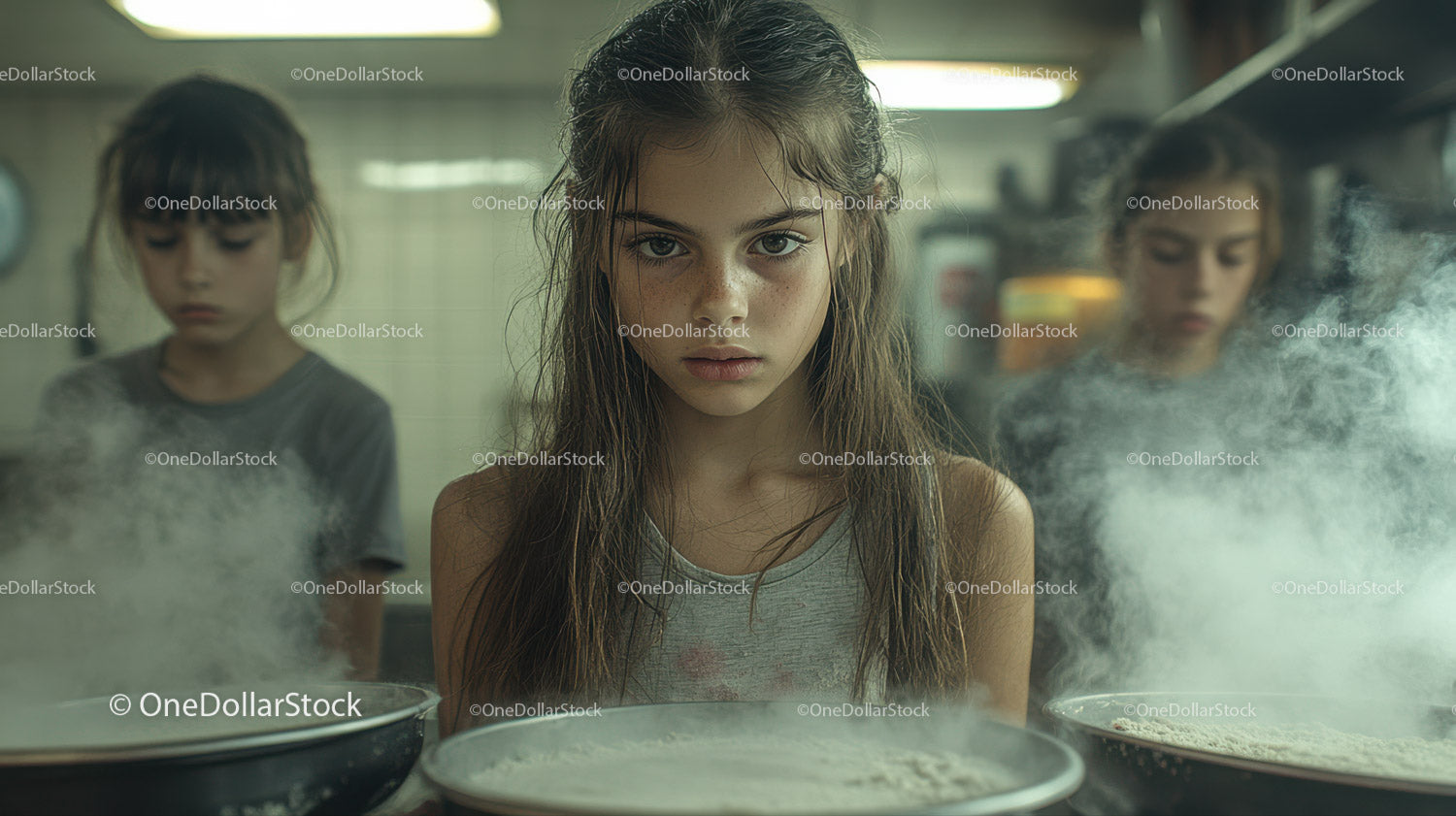 Young Women Cooking and Boiling Pots in a Modern Kitchen