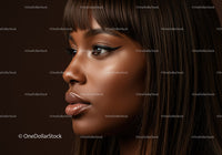 Elegant Female Portrait with Makeup and Brown Hair for Fashion and Beauty