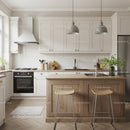 Bright Modern Kitchen with White Cabinets and Wooden Countertop