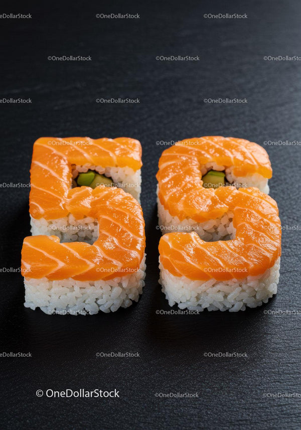 Creative Sushi Rolls Shaped as Number Fifty Five