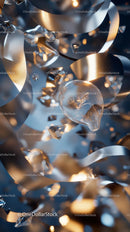 Elegant Metallic Confetti and Ribbon Decorations for Celebrations