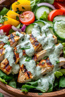 Fresh Grilled Chicken Salad with Veggies and Herb Dressing