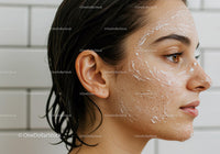 Close-up of woman applying facial cream skincare routine