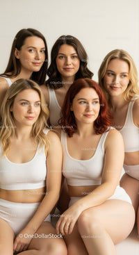 Group of Diverse Women Smiling and Showing Friendship in Studio