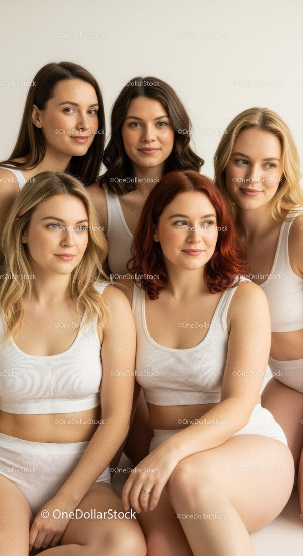 Group of Diverse Women Smiling and Showing Friendship in Studio