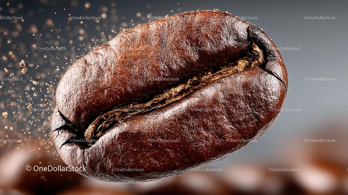 Flying Coffee Beans in Motion on a Dark Background