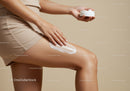 Application of Body Moisturizer on Skin with Cosmetic Cream Jar