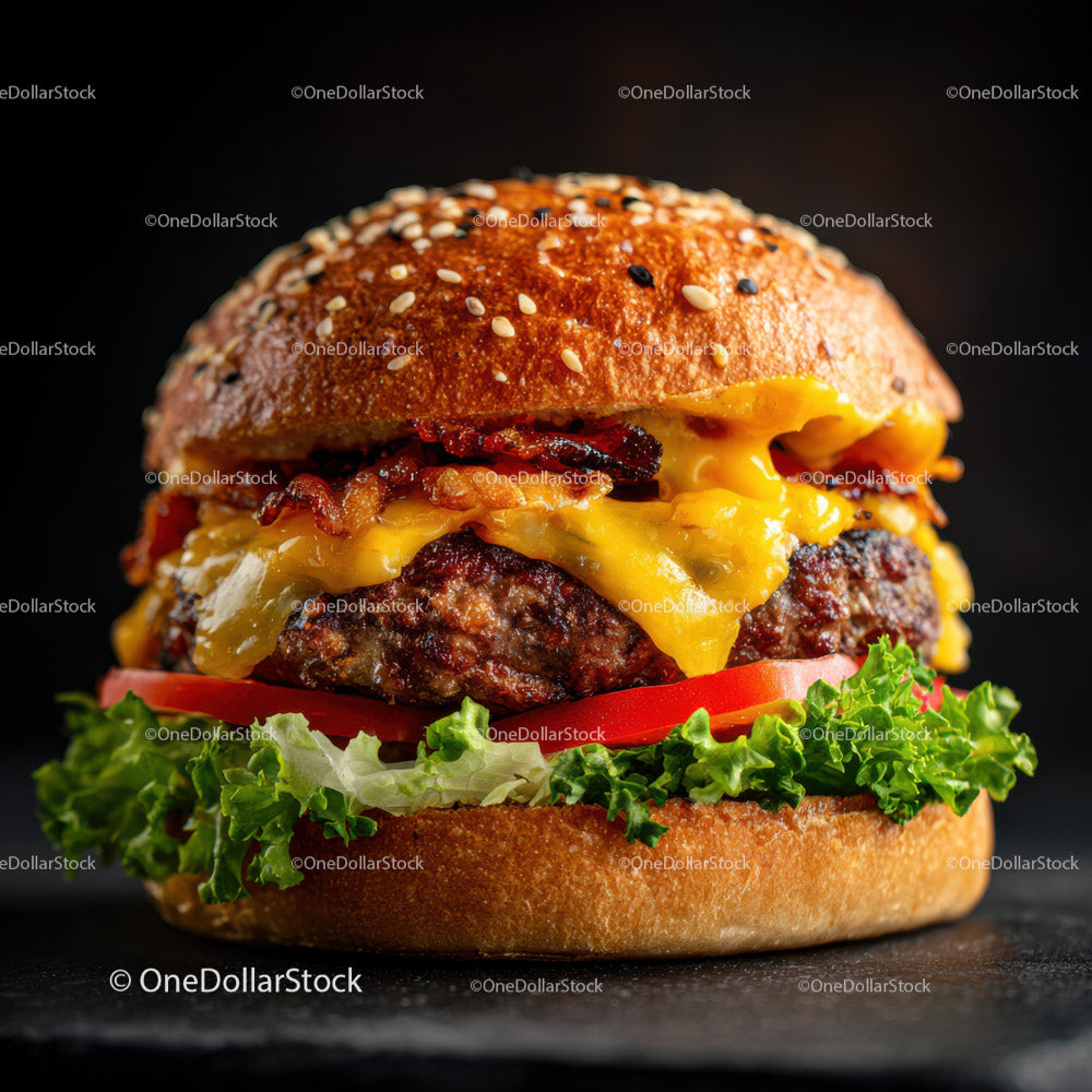Juicy Cheeseburger with Bacon Tomato Lettuce and Cheese