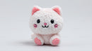 Cute Plush Cat Toy in Soft Brown and White with Black Details