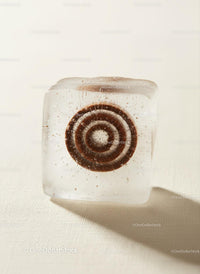 Mint Candy Encased in Clear Ice Cube on Light Surface