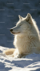 Serene Arctic Fox Relaxing in a Winter Wonderland