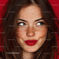 Portrait of a Smiling Young Woman with Freckles and Green Eyes