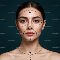 Elegant Woman with Facial Mapping Lines for Beauty and Skin Care