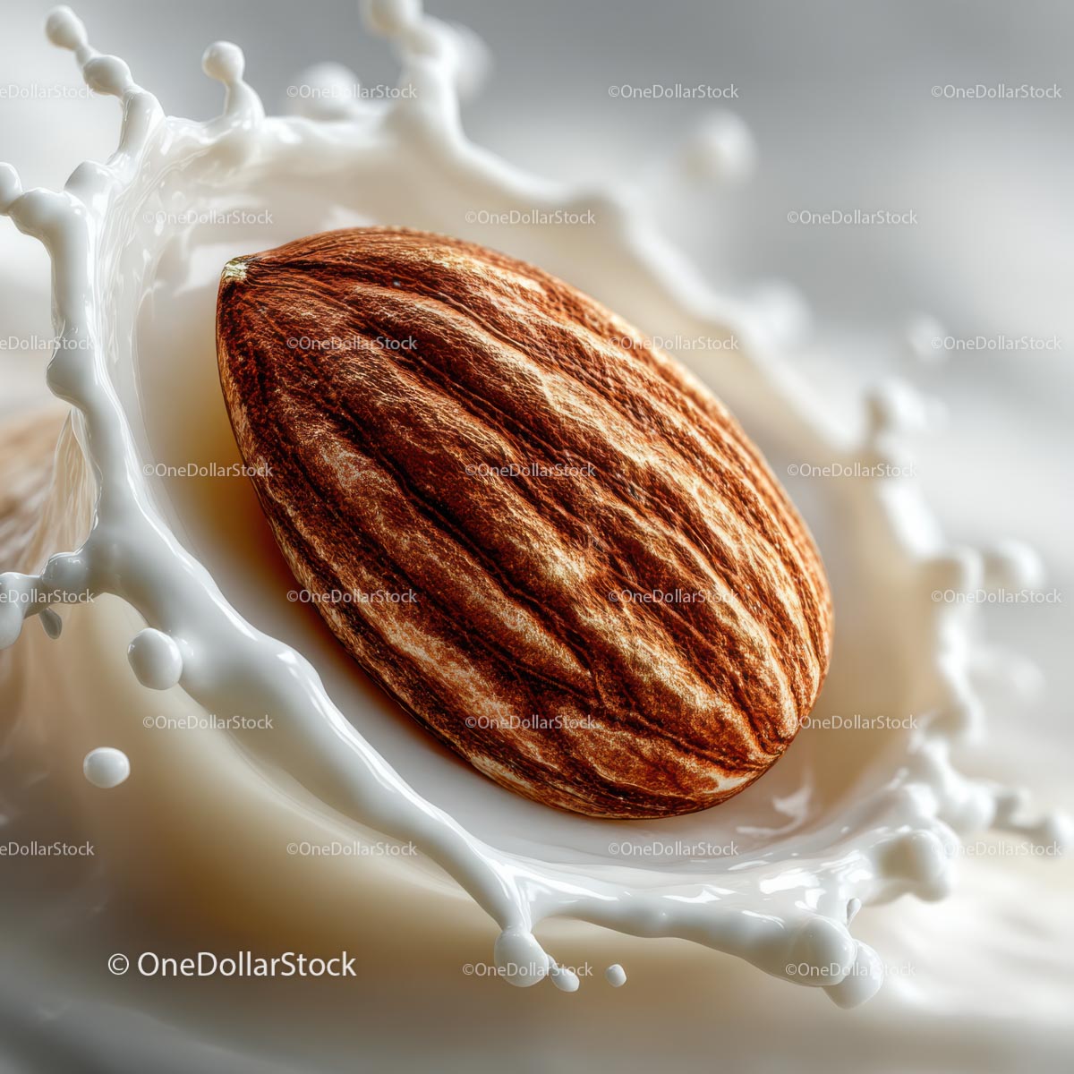 Almond Splashing in Creamy Milk for Delicious Food Photography
