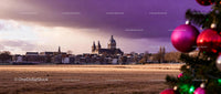 Historic Cityscape with Festive Christmas Decorations