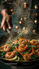 Colorful Shrimp and Vegetable Stir Fry in Wok