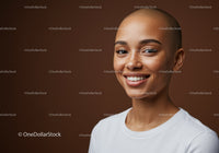 Confident Smiling Woman with Short Hair and Freckles in Portrait