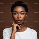 Elegant African Woman Portrait with Short Curly Hair and Glowing Skin