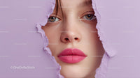 Captivating Female Portrait with Vibrant Pink Lipstick