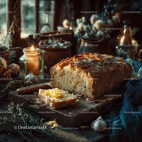 Rustic Homemade Bread on Wooden Board with Fresh Ingredients