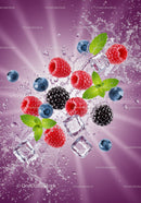 Fresh Mixed Berries Splash with Ice and Mint Leaves
