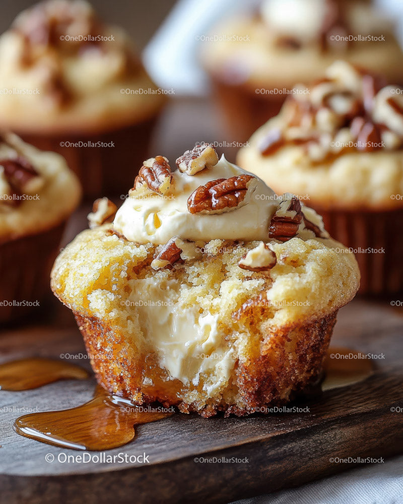 Homemade Cupcake with Cream Cheese Frosting and Pecans
