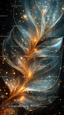 Glowing Leaf Shapes with Sparkling Cosmic Dust for Abstract Art