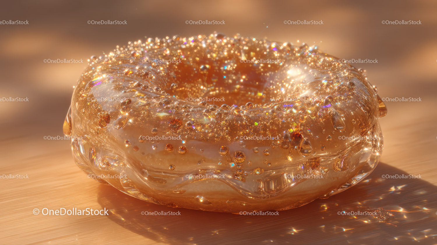 Luxurious Golden Glass Gemstone with Sparkling Glitter in Sunlight