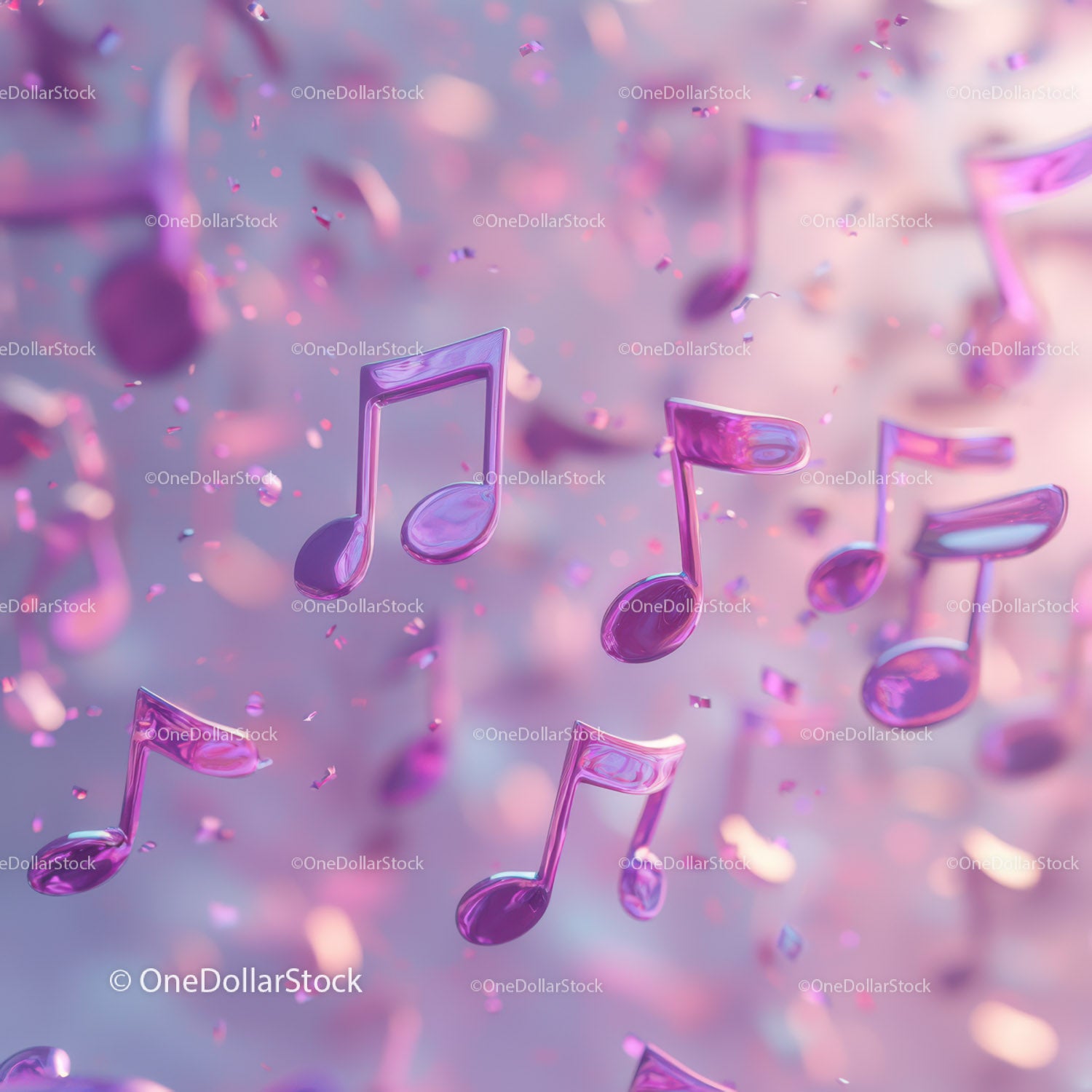 Colorful Music Notes with Shiny 3D Effect in Abstract Background