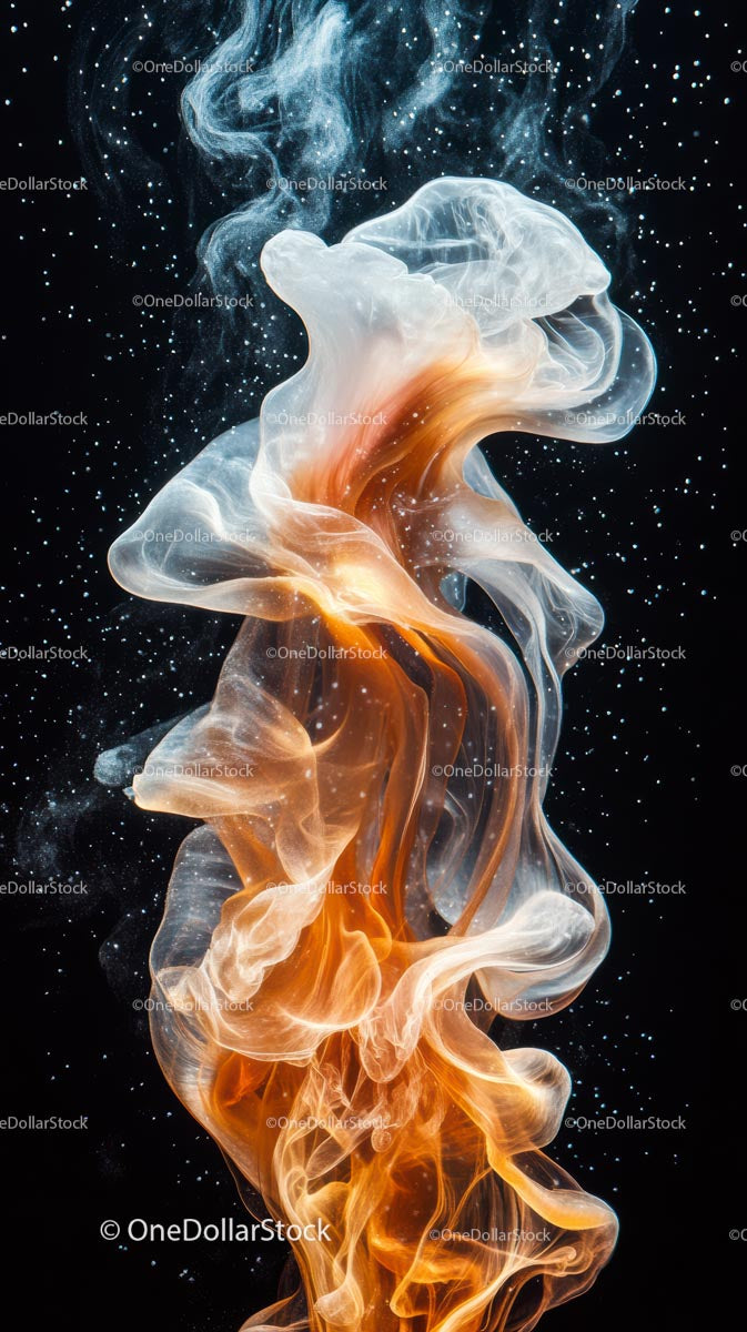 Abstract Smoke Art with Vibrant Blue and Orange Swirls